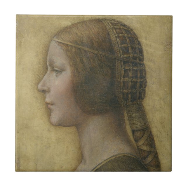 Azulejo Retrato de un prometido joven de Leonardo da Vinci (Frente)