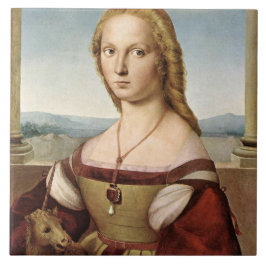 Azulejo Retrato de una dama con unicornio (de Raphael)