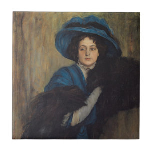 Azulejo Retrato de una dama de azul (Raimundo de Madrazo)