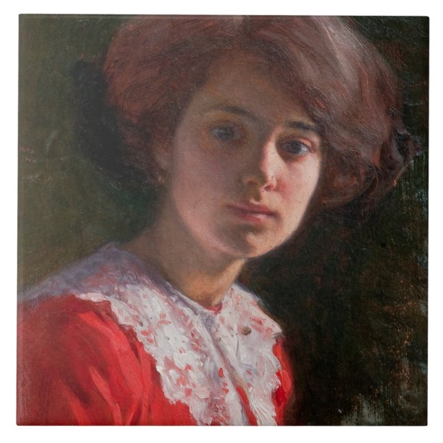 Azulejo Retrato de una dama (por Elin Danielson-Gambogi) (Frente)