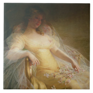 Azulejo Retrato de una mujer (aceite en lona)