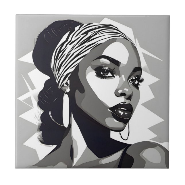 Azulejo Retrato de una mujer negra (Frente)