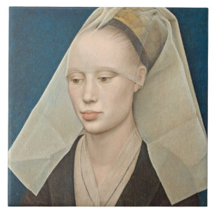Azulejo Retrato de una señora, c.1460 (aceite en el panel)