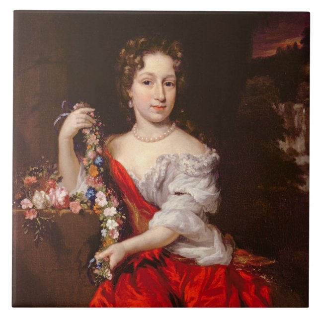 Azulejo Retrato de una señora joven (aceite en lona) (Frente)