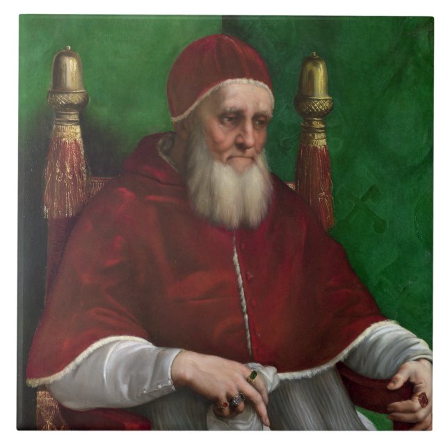 Azulejo Retrato del Papa Julius II (de Rafael) (Frente)
