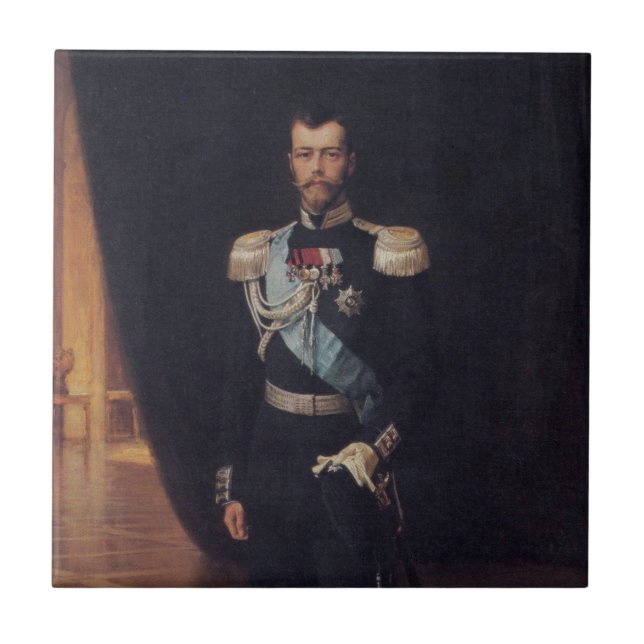 Azulejo Retrato del Zar Nicolás II (por Albert Edelfelt) (Frente)