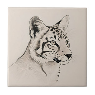 Azulejo Retrato detallado de lince en línea de arte