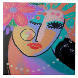 Azulejo Retrato digital abstracto