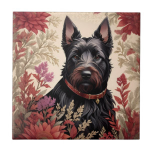 Azulejo Retrato elegante de perro de terror escocés