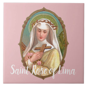 Azulejo Retrato enmarcado de Sta. Rosa de Lima (M 024b)
