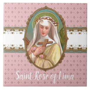 Azulejo Retrato enmarcado de Sta. Rosa de Lima (M 024b)