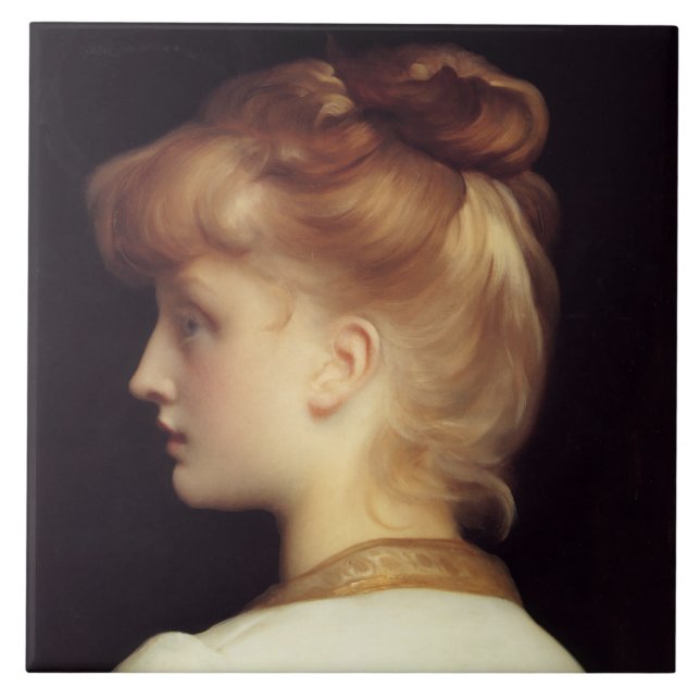 Azulejo Retrato femenino desde atrás (de Frederic Leighton (Frente)