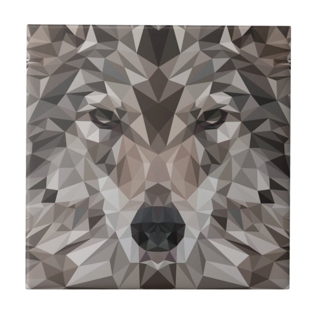 Azulejo Retrato geométrico de Lone Wolf (Frente)