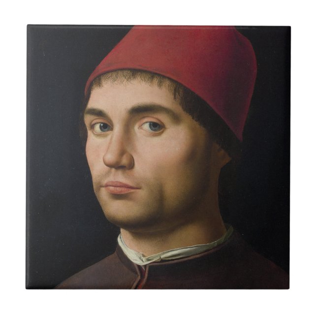 Azulejo Retrato Hombre Antonello Messina pintar vintag de  (Frente)