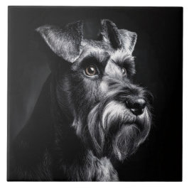 Azulejo Retrato monocromo de Schnauzer