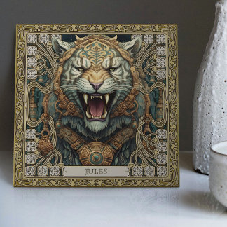 Azulejo Retrato personalizado del espíritu del tigre triba