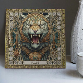 Azulejo Retrato personalizado del espíritu del tigre triba