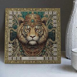 Azulejo Retrato personalizado del espíritu del tigre triba