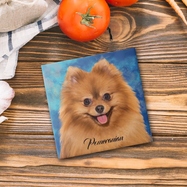 Azulejo Retrato pomeraniano sobre el fondo abstracto (Subido por el creador)