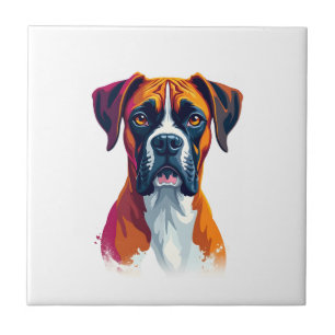 Azulejo Retrato vintage de perro boxer Splash de color art