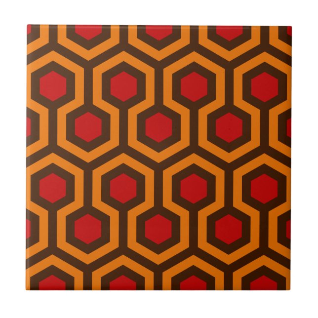Azulejo Retro 1970 Naranja Red Abstract Pattern Room 237 (Frente)
