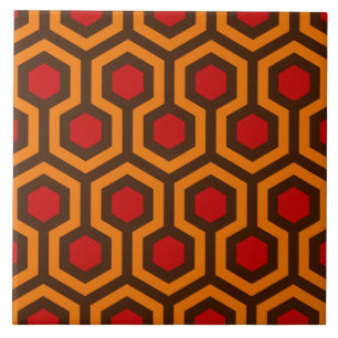 Azulejo Retro 1970 Naranja Red Abstract Pattern Room 237