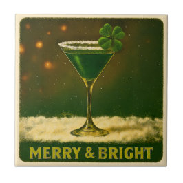 Azulejo Retro 50s 4 Leaf Clover Irish Christmas Martini