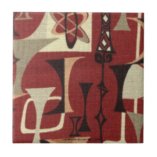 Azulejo Retro 50s Estampado Atómico Ladrillo Negro Musgo y