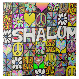 Azulejo Retro 60 Psicodélico Shalom LOVE