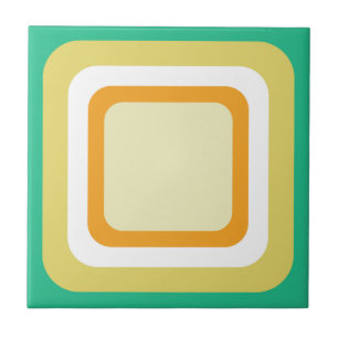 Azulejo Retro Acuático Verde Azul Amarillo Naranja Blanco