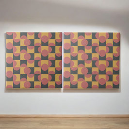 Azulejo Retro Amarillo Rojo Medio Círculo Verificado