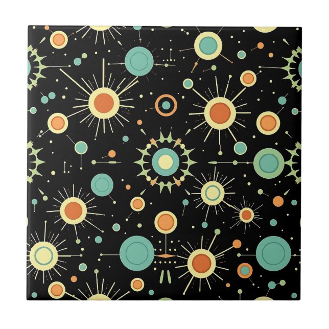 Azulejo Retro Atomic Starburst Midcentury Pattern (Frente)
