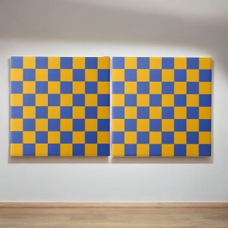 Azulejo Retro Audaz Azul y Amarillo Cuadrados Vibrante