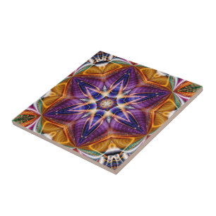 Azulejo Retro Boho Bohemie Hippie Trippy Rosette Mandala