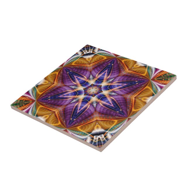 Azulejo Retro Boho Bohemie Hippie Trippy Rosette Mandala (Lado)