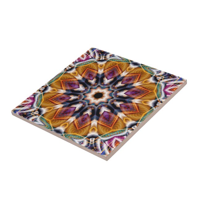 Azulejo Retro Boho Bohemie Hippie Trippy Rosette Mandala (Lado)