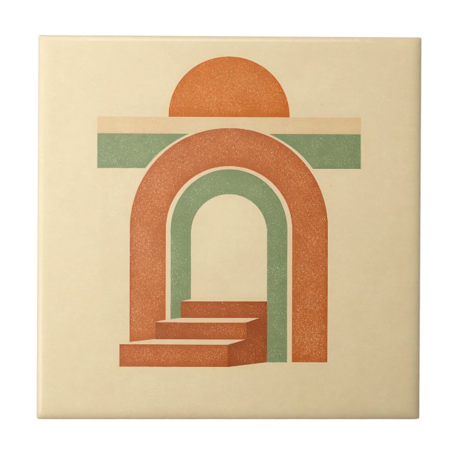 Azulejo Retro Boho Rainbow Arch Minimalist Design (Frente)