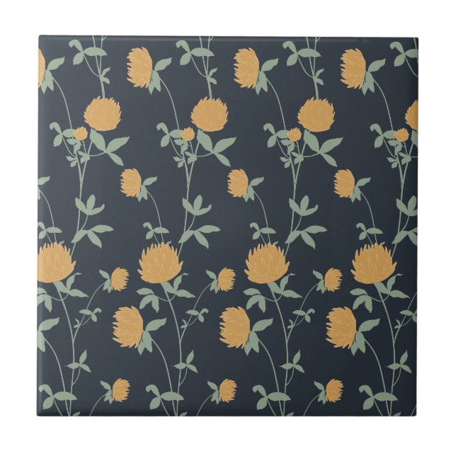 Azulejo Retro Botanical Meadow Clover | Midnight Garden (Frente)