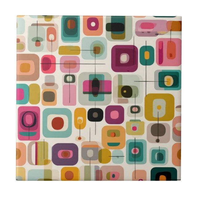 Azulejo ReTRO Color Blocks Mid Century Moderno Resumen Art (Frente)
