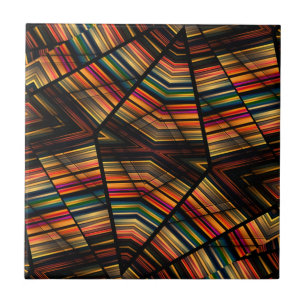 Azulejo Retro Colorido Abstracto Geométrico Rayos Arcoiris