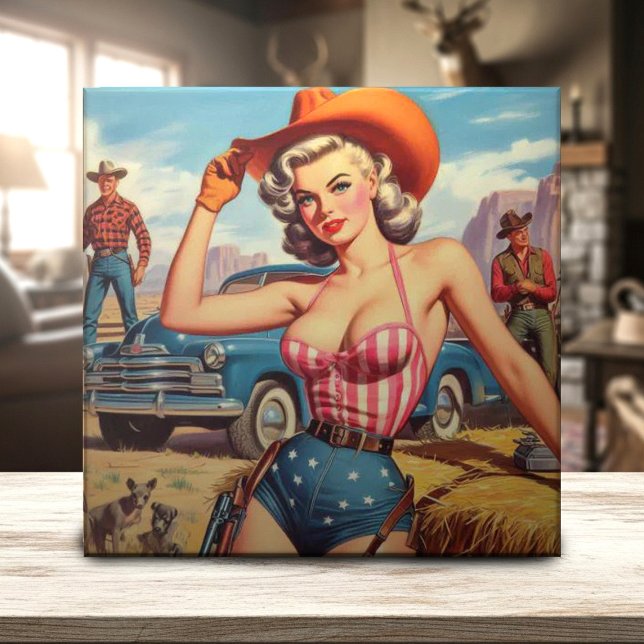 Azulejo Retro Cowgirl Pin (Subido por el creador)