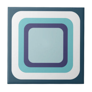 Azulejo Retro Cuadrado Azul Marino Blanco