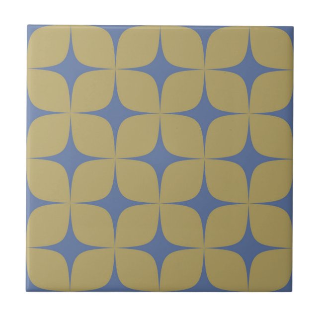 Azulejo Retro de cosecha moderna verde y morada de mediado (Frente)