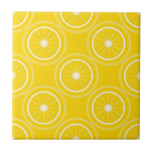 Azulejo Retro de limón de patrón abstracto amarillo brilla