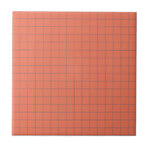 Azulejo Retro de patrón de cuadros azul rojo de coral y ma