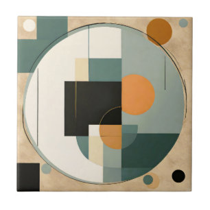 Azulejo Retro en negrita: Círculos abstractos y Rectángulo