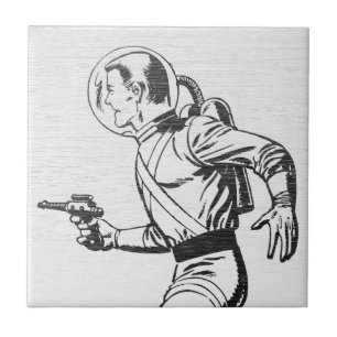Azulejo Retro Espaciano de Ciencia Ficción