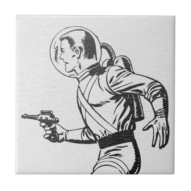 Azulejo Retro Espaciano de Ciencia Ficción (Frente)