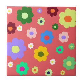 Azulejo Retro Floral de colores caprichosos, alegre, adora