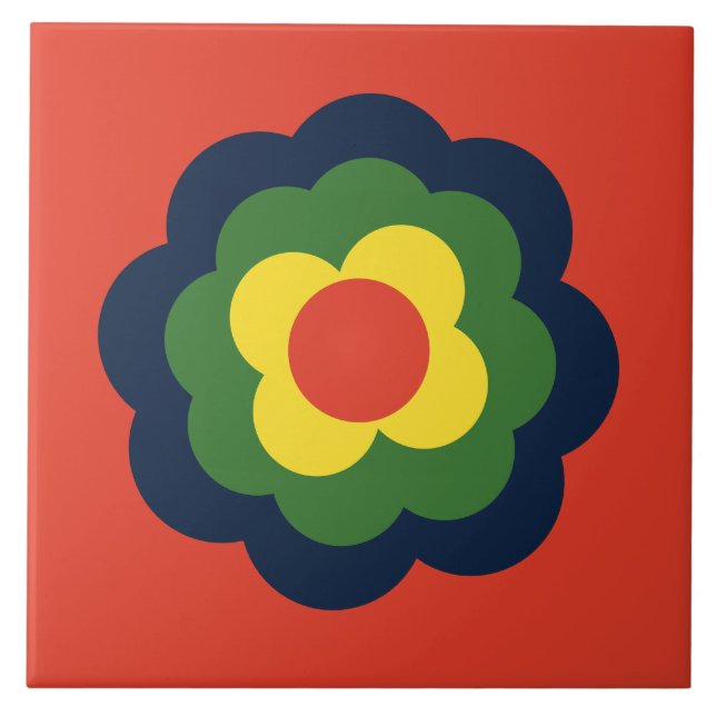 Azulejo Retro Flower Flowers Blumen Muster 70er 70ies 70s (Frente)